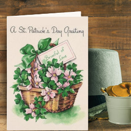 Vintager Retro-Korb der Blume St. Patrick's Day Feiertagskarte
