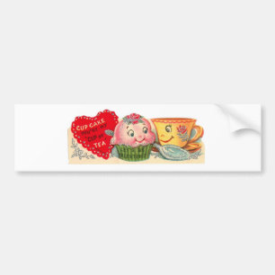 Vintager Retro Kuchen-und Teacupvalentines Tag Autoaufkleber