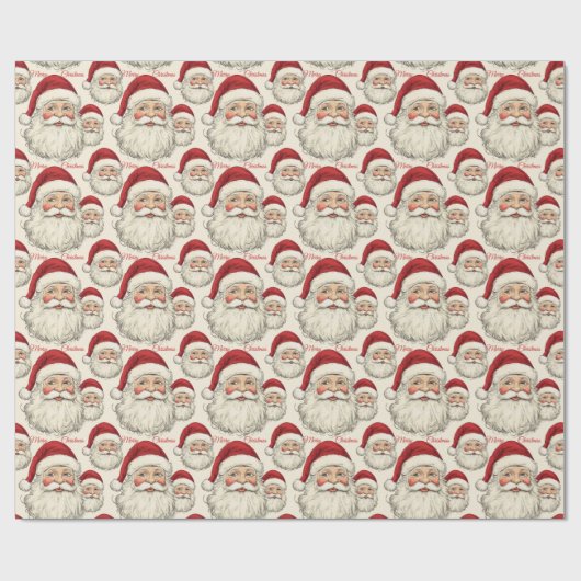 Vintager Retro lächelnd Santa Face Geschenkpapier (Flach)