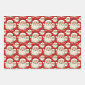 Vintager Retro lächelnd Santa Face Geschenkpapier Set (Vorderseite 3)
