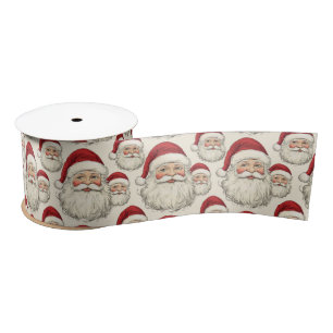 Vintager Retro lächelnd Santa Face Satinband