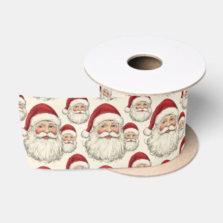 Vintager Retro lächelnd Santa Face Satinband
