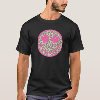 Vintager Retro Leopard Print Smiley 80'S 90 T-Shirt