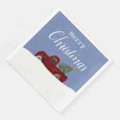 Vintager Retro-LKW mit Weihnachtsbaum Serviette (Ecke)