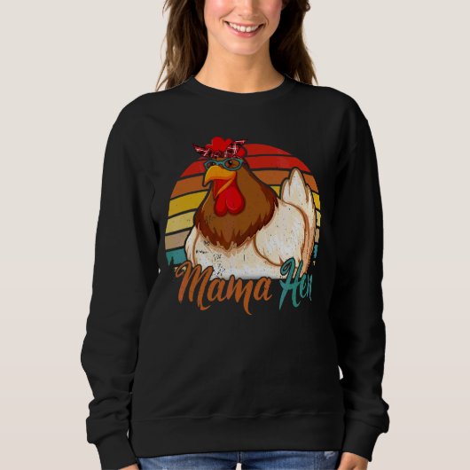 Vintager Retro Mama Hen Hühnermüttertag Sweatshirt (Vorderseite)