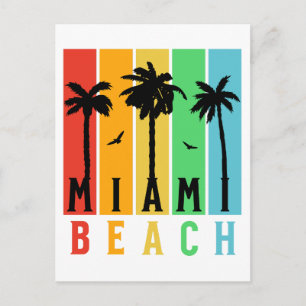 Vintager Retro Miami Strand Postkarte