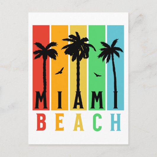 Vintager Retro Miami Strand Postkarte (Vorderseite)