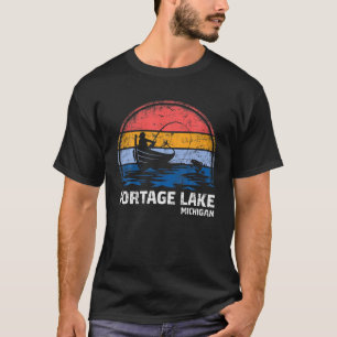 Vintager Retro Michigan Portage Lake Summer Fische T-Shirt