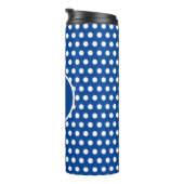 Vintager Retro Navy Blue Polka Dots Anfangsbuchsta Thermosbecher (Nach rechts gedreht)