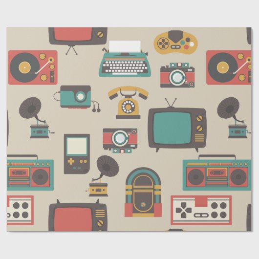 Vintager Retro-Nostalgie-Jukebox-Phonograph Geschenkpapier (Flach)