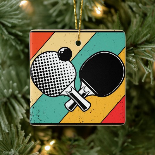 Vintager Retro Pong Keramikornament (Baum)
