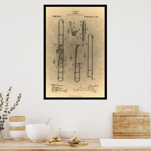 Vintager Retro-Posaune Poster (Küche)