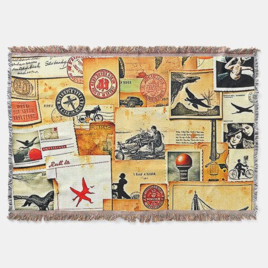 Vintager Retro Postkartenmix Decke (Vorderseite)