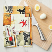 Vintager Retro Postkartenmix Geschirrtuch (Viertel Falte)