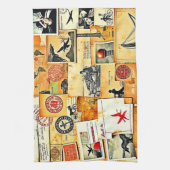 Vintager Retro Postkartenmix Geschirrtuch (Vertikal)