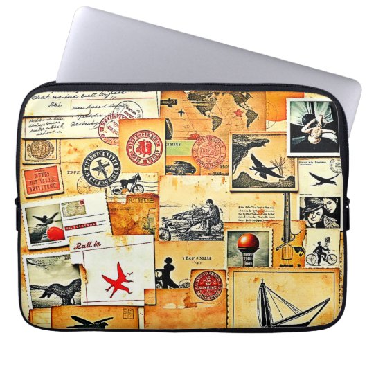 Vintager Retro Postkartenmix Laptopschutzhülle (Vorderseite)