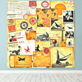 Vintager Retro Postkartenmix Leinwanddruck (Insitu (Holzboden))