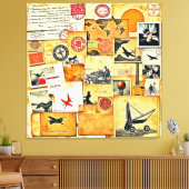 Vintager Retro Postkartenmix Leinwanddruck (Insitu (Wohnzimmer))