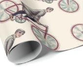 Vintager/Retro Radfahrer Geschenkpapier (Rolleneckpunkt)