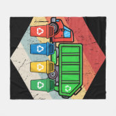 Vintager Retro Recycelnd Müllwagen Kids Garbage Tr Fleecedecke (Vorderseite (Horizontal))