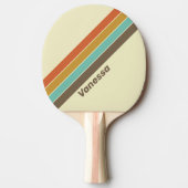 Vintager Retro-Regenbogen Streifen mit Namen Tischtennis Schläger (Vorderseite)