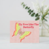 Vintager Retro-Rotgelber Schmetterling Postkarte (Stehend Vorderseite)