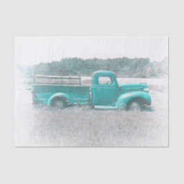 Vintager Retro Rustikaler Aquamariner Grüner LKW Seidenpapier