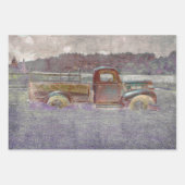 Vintager Retro Rustikaler Lila Kunstlauf Geschenkpapier Set (Vorderseite)