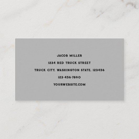 Vintager Retro-Rustikaler Rotgrauer LKW Visitenkarte (Rückseite)