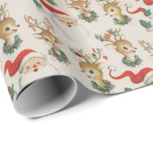 Vintager Retro Santa Dez Weihnachten Geschenkpapier (Rolleneckpunkt)