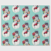 Vintager Retro-Schneemann Geschenkpapier (Flach)