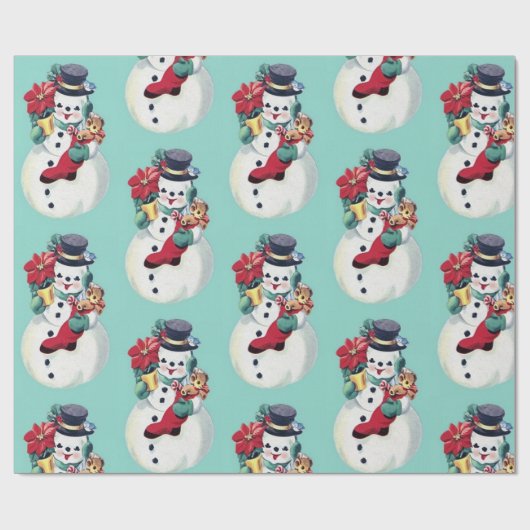 Vintager Retro-Schneemann Geschenkpapier (Flach)