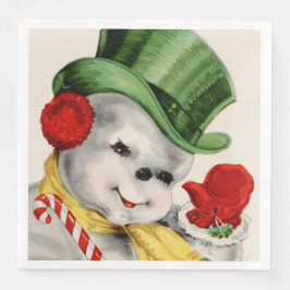 Vintager Retro-Schneemann Weihnachts-Party-Serviet Serviette