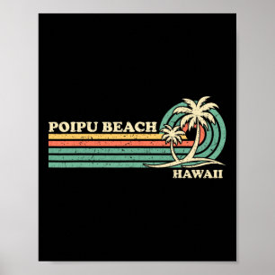 Vintager Retro Sommerurlaub Hawaii Poipu Strand Poster
