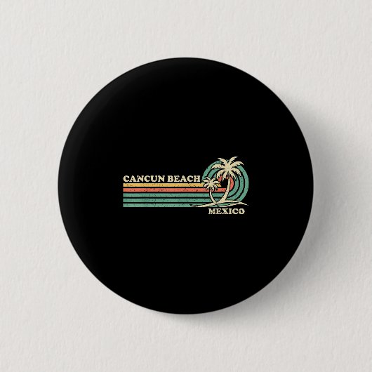 Vintager Retro Sommerurlaub Mexiko Cancun Strand Button (Vorderseite)