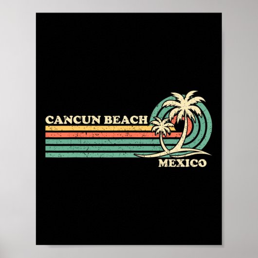 Vintager Retro Sommerurlaub Mexiko Cancun Strand Poster (Vorne)