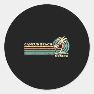 Vintager Retro Sommerurlaub Mexiko Cancun Strand Runder Aufkleber