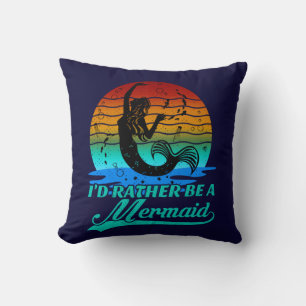 Vintager Retro-Sonnenuntergang eher eine Meerjungf Kissen