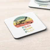 Vintager Retro-Sonnenuntergang, Flugzeugpilot, Coo Getränkeuntersetzer (Linke Seite)