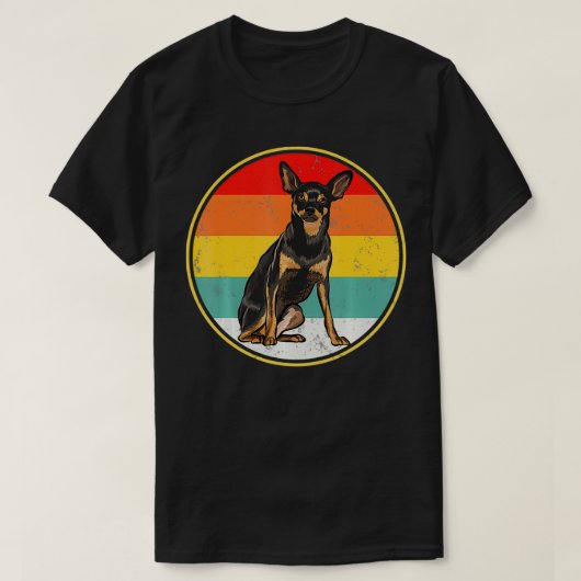 Vintager Retro Sonnenuntergang Miniatur Pinscher H T-Shirt (Design vorne)