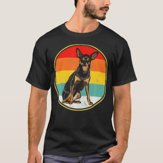 Vintager Retro Sonnenuntergang Miniatur Pinscher H T-Shirt