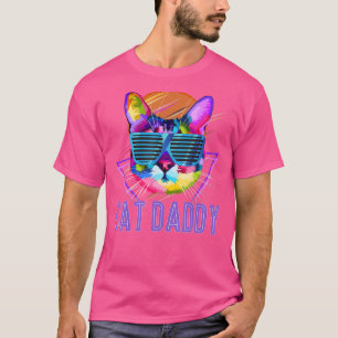 Vintager Retro-Sonnenuntergang mit Niedlicher Katz T-Shirt