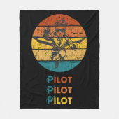 Vintager Retro-Sonnenuntergang & Pilot Flug, Luftf Fleecedecke (Vorderseite)