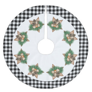 Vintager Retro-Stern aus weißem und schwarzem Tart Polyester Weihnachtsbaumdecke