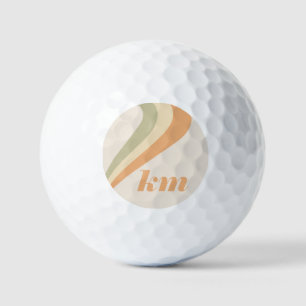 Vintager Retro Strip Wave Green Orange Individuell Golfball