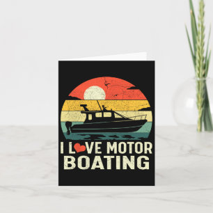 Vintager Retro Sunset Pontoon Boat I Liebe Motor B Karte