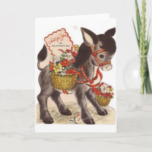 Vintager Retro Sweet Little Donkey Valentinstag Feiertagskarte