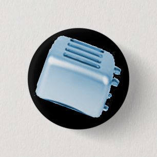 Vintager Retro Toaster-Entwurf - Blau Button