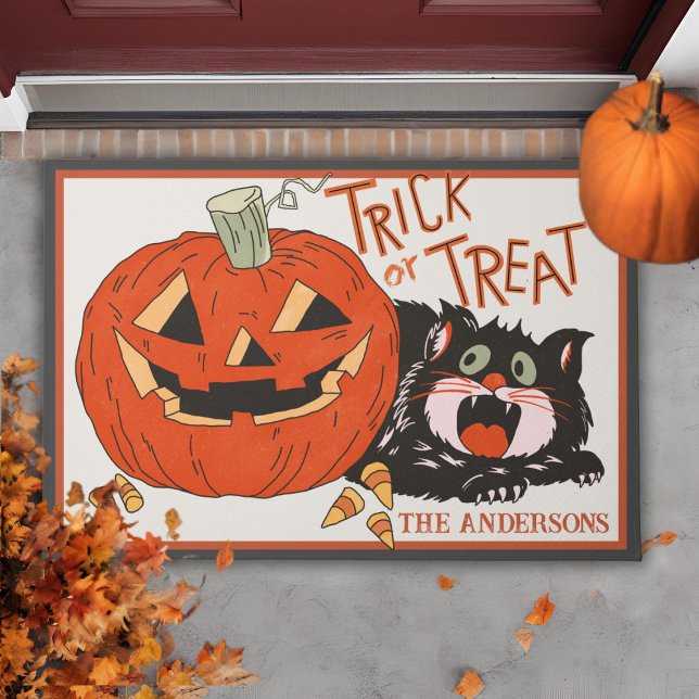 Vintager Retro Trick oder Trick Custom Halloween Fußmatte (Vintage Retro Trick or Trick Custom Halloween Doormat)