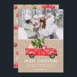 Vintager Retro-Truck Weihnachtsbaum Beige Foto Feiertagskarte<br><div class="desc">Frohe Weihnachten! Vintage Retro-Truck Aquarellbilder und grüner Weihnachtsbaum mit weißem Schnee auf dunklem Pfirsichbeige,  fügen 1 Foto hinzu. Perfekte Winter- und Urlaubskarte.</div>